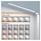 Dott Arts LED Desk Lamp with USB Ports, Touch Control, 5 Color Modes, 3 Brightness Levels, Foldable Design, White