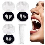 3 Pairs Halloween Vampire dentures and fangs - realistic vampire fangs dentures, 3 sizes with adhesive, 13mm, 15mm, and 17mm, Halloween role-playing props, party gifts, makeup ball accessories gifts