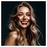 3 Pairs Halloween Vampire dentures and fangs - realistic vampire fangs dentures, 3 sizes with adhesive, 13mm, 15mm, and 17mm, Halloween role-playing props, party gifts, makeup ball accessories gifts