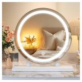 Hasipu Vanity Mirror with Lights, 11 in LED Makeup Mirror, Lighted Makeup Mirror with Lights, Smart Touch Control 3 Colors Dimmable Round Mirror 360Â°Rotation White