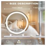 Hasipu Vanity Mirror with Lights, 11 in LED Makeup Mirror, Lighted Makeup Mirror with Lights, Smart Touch Control 3 Colors Dimmable Round Mirror 360Â°Rotation White