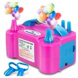 Anordsem Electric Balloon Air Pump: Polypropylene Plastic Case with Dual Nozzle - Quick Inflating for All Balloons at Home - Rose Red Blower Machine Knotter for Parents Party DIY Decoration