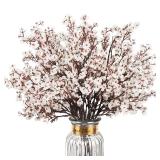 HIAGROW Babys Breath Artificial Flowers, 8 Bundles White Real Touch Fake Flowers Silk Flowers Bulk for Vase Home Office Wedding Spring Indoor Outdoor Centerpiece Table Party Decorations
