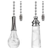 Akahttbn Ceiling Fan Pull Chain Ornaments 12 Inches Crystal Glass Cylindrical and Light Bulb Pull Chain Extension For Ceiling Light Lamp Fan Chain 2 Pcs (Nickel)
