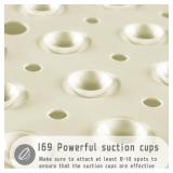 Yimobra Shower Stall Mat Non Slip, 21x21 Inch, Soft Square Bath Mat for Shower with Suction Cups and Drain Holes, Stall Floor Mats for Bathroom, Machine Washable, Bathroom Accessories, Beige - Retail: