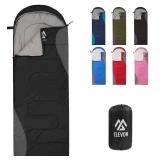 Elevon Sleeping Bag for Adults Teens Kids Cold Warm Weather, Portable Waterproof and Lightweight, Compact with Compression Sack, for 3-4 Seasons Camping, Backpacking, Hiking, Travel, Indoors Outdoors 
