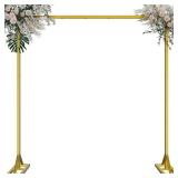 8.2FT Adjustable Backdrop Stand Kit - Square Wedding Arch and Balloon Arch for Photo Booth Background, Baby Shower, Birthday Party Decorations (Portable Frame) (Gold,8.2X 8FT) - Retail: $63