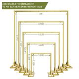 8.2FT Adjustable Backdrop Stand Kit - Square Wedding Arch and Balloon Arch for Photo Booth Background, Baby Shower, Birthday Party Decorations (Portable Frame) (Gold,8.2X 8FT) - Retail: $63