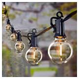 Outdoor String Lights 60 Feet G40 Globe Patio Lights with 32 Edison Shatterproof Bulbs(2 Spare), Waterproof Connectable Hanging Christmas Light for Backyard Porch Balcony Party Xmas Decor - Retail: $3
