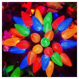 Brightown C9 Christmas String Lights Outdoor Led Fairy Lights Faceted Strawberry Lights Extendable UL Certified for Party Holiday Wedding Christmas Indoor Outdoor Decor - Retail: $100