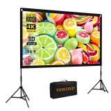Projector Screen with Stand,84 inches Indoor Projector Screen Outdoor Portable 16:9 4K HD Rear Front Projection Movie Screen with Carry Bag Wrinkle-Free Design for Home Backyard Theater - Retail: $37