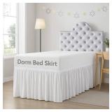 Cottingon Dorm Room Bed Skirt, 100% Microfiber, White, Twin XL-46 Drop - Retail: $27
