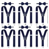 Haysandy 6 Set Men Suspender and Bow Tie Set Bulk Pack Y Back Y Shape Adjustable Elastic Suspender for Adult Women(Dark Blue) - Retail: $18
