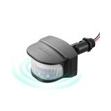 EDISHINE 240 Degree Motion Sensor, Replacement Motion Detector for Outdoor Lights, Adjustable Time and Detection Range Up to 60FT, 3 Modes PIR Motion Sensor for Floodlight, Black, UL Listed - Retail: 