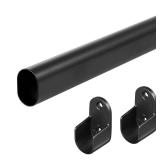 Oval Closet Rod for Hanging Clothes Adjustable Closet Rods 18 to 40 Inch Heavy Duty Black Poles Bar Closet Rod Expandable for Wardrobes Laundry RV - Retail: $16