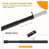Oval Closet Rod for Hanging Clothes Adjustable Closet Rods 18 to 40 Inch Heavy Duty Black Poles Bar Closet Rod Expandable for Wardrobes Laundry RV - Retail: $16