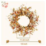 YNYLCHMX 18\ Fall Wreaths for Front Door, Artificial Autumn Wreath, Fall Door Wreath with Eucalyptus Leaves and Berries for Home Porch Window Wall Farmhouse Decor, Indoor Outdoor, Holiday Decor - Reta