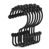 Shower Curtain Hooks, Goowin Shower Curtain Rings, Stainless Steel Black Shower Curtain Hooks, Shower Curtain Rings Rust Proof, Free Sliding Double Shower Hooks for Shower Curtain and Liners (Black) -