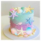 Seashells Starfish Cake Topper Under the Sea Cake Decorations Shells Ocean Cake Toppers Summer Beach Baby Shower Birthday Party Favors Supplies - Retail: $11