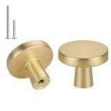 Haliwu 15 Pack Brushed Gold Cabinet Knobs Gold Dresser Drawer Knobs Round Brass Kitchen Cabinet Hardware Zinc Alloy - Retail: $34