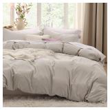 Bedsure Duvet Cover Queen Size - 3 Pieces Prewashed Extra Soft Bedding Set, Includes 1 Duvet Cover 90x90 Inches with Zipper Closure and 2 Pillow Shams, Linen, Comforter Not Included - Retail: $34