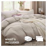 Bedsure Duvet Cover Queen Size - 3 Pieces Prewashed Extra Soft Bedding Set, Includes 1 Duvet Cover 90x90 Inches with Zipper Closure and 2 Pillow Shams, Linen, Comforter Not Included - Retail: $34