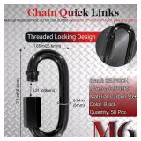 50 Pcs 2.3\ Chain Quick Links, 14\in Black Small Chain Carabiner, 900 LBS Capacity, High Strength Anti-Rust Chain Connector for Key Chain, Camping, Backpack, Pet Leash, Gym Bag - Retail: $30in