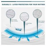 Twin XL Waterproof Mattress Protector Deep Pocket Mattress Cover, Soft Breathable Mattress Pad, Fitted Noiseless Waterproof Bed Cover Stretch to 19\ - Retail: $19in