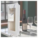 HANSWARE 6PCS Wine Gift Bags with Handles for Bottles Gifts Clear Window Paper Wine Bag for Valentines,Wedding,Easter,Christmas,Baby Shower,Birthday Party,White-6PCS - Retail: $10