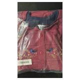 Embroidered Bluebird Cardigan, Burgundy, 3XL -