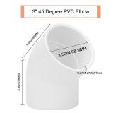 Lswteiz 3\ 45 Degree PVC Elbow Pipe Fitting Connector (Socket x Socket) Furniture Build Grade SCH40 3 Inch 45 Degree Elbow PVC Corner Adapter for Home Sewer Plumbing Water Line - Retail: $14in