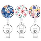 BESARME 3 Pack Badge Reels Retractable Badge Clip with Key Ring Retractable Badge Holders for Office Worker Teacher Nurse Student?Flower? - Retail: $7