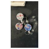 BESARME 3 Pack Badge Reels Retractable Badge Clip with Key Ring Retractable Badge Holders for Office Worker Teacher Nurse Student?Flower? - Retail: $7