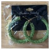 Studded Lime Hoop Earrings, 2 Diameter -