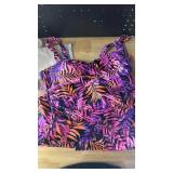 Aqua Eve One Piece Swimsuit, Purple-Pink Leaves, Size L -