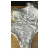 Size L Womens White-striped Two Piece Bikini -