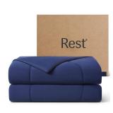 REST® Evercool® Cooling Comforter, KingCali King, Blanket for Hot Sleepers, All Season Bedding to Keep Cool for Night Sweats, Breathable Lightweight Duvet, 106x90 Inches, Midnight Blue - Retail: $24