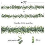 DearHouse Faux Eucalyptus Garland Plant, 2 Pack Artificial Vines Hanging Eucalyptus Leaves Greenery Garland for Wedding Backdrop Arch Wall Decor, 6 Feetpcs UV Protected Indoor Outdoor - Retail: $17