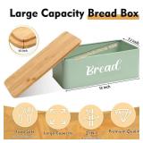 Hushee Metal Bread Box and Butter Dish with Bamboo Cutting Board Lid and Knife Bread Storage Container Breadbox for Kitchen Counter Butter Organizer for Kitchen Countertop Decoration(Sage Green) - Ret