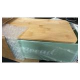 Hushee Metal Bread Box and Butter Dish with Bamboo Cutting Board Lid and Knife Bread Storage Container Breadbox for Kitchen Counter Butter Organizer for Kitchen Countertop Decoration(Sage Green) - Ret