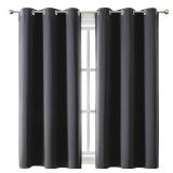 ChrisDowa Grommet Blackout Curtains for Bedroom and Living Room - 2 Panels Set Thermal Insulated Room Darkening Curtains (Dark Grey, 42 x 63 Inch) - Retail: $21
