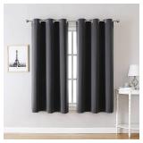 ChrisDowa Grommet Blackout Curtains for Bedroom and Living Room - 2 Panels Set Thermal Insulated Room Darkening Curtains (Dark Grey, 42 x 63 Inch) - Retail: $21
