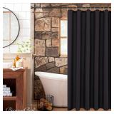 Biscaynebay Fabric Extra Wide Shower Curtain Liners 96\ Width by 72\in Length, Black Water Resistant Bathroom Curtains, Rust Resistant Grommets Top Weighted Bottom Machine Washable - Retail: $16in