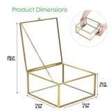 HighFree Vintage Glass Box with Lid - Clear Jewelry Glass Display Box Keepsake Box - Home Decor Decorative Box for Trinket Rings Bracelet (Gold, Small) - Retail: $23