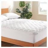 SLEEP ZONE Mattress Cover Queen Size Bed, Quilted Fitted Mattress Pad, Deep Pocket Mattress Protector Stretches up to 21 inches, Pillowtop Breathable Mattress Topper (White, 60x80) - Retail: $23