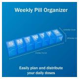 Amazon Basic Care Weekly (7-Day) Pill Organizer, Vitamin Planner, And Medicine Box, Medium Compartments, Blue - Retail: $4