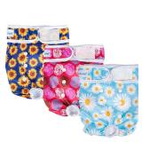 Pet Soft Female Dog Diapers, 3 Pack Washable Dog Diapers for Dogs in Heat, Reusable Dogs Period Panties, Puppy Diapers Female (Flowers, X-Large) - Retail: $30