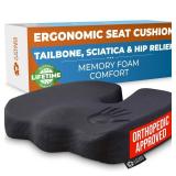 Seat Cushion for Office Chairs - Fits 18\x14\in Seats, Tailbone, Coccyx Pain Relief - Butt, Pressure and Sciatica Relief - Gaming, Wheelchair, Car and Desk Pillow, Black - Retail: $26in