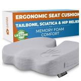 5 STARS UNITED Seat Cushion for Tailbone Pain Relief  Memory Foam Cushion for Coccyx, Hip, Hemorrhoid, Sciatica and Post-Surgery Recovery  Wheelchair, Car, Desk, Gaming and Office Chairs, L Gray -