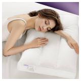 AiAngu Canadian Luxury Goose Down Pillows Queen Size Set of 1, 100% Cotton Shell, 1250+ Fill Power - Cervical Neck Support Comfort, Ergonomic Design for Side, Back, and Stomach Sleepers - Retail: $58